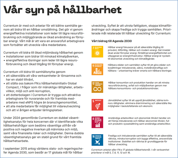 Currentum familiens syn på Håldbarhet
